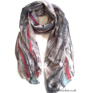 Abstract Scarf - Grey / Pink